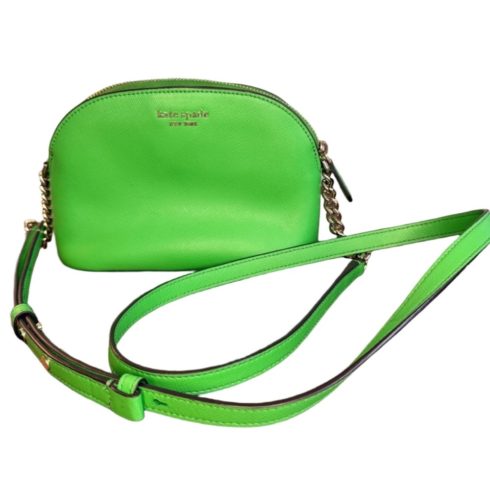 Authenticated Kate Spade New York Bright Green Dome Crossbody Bag - Picture 1 of 10